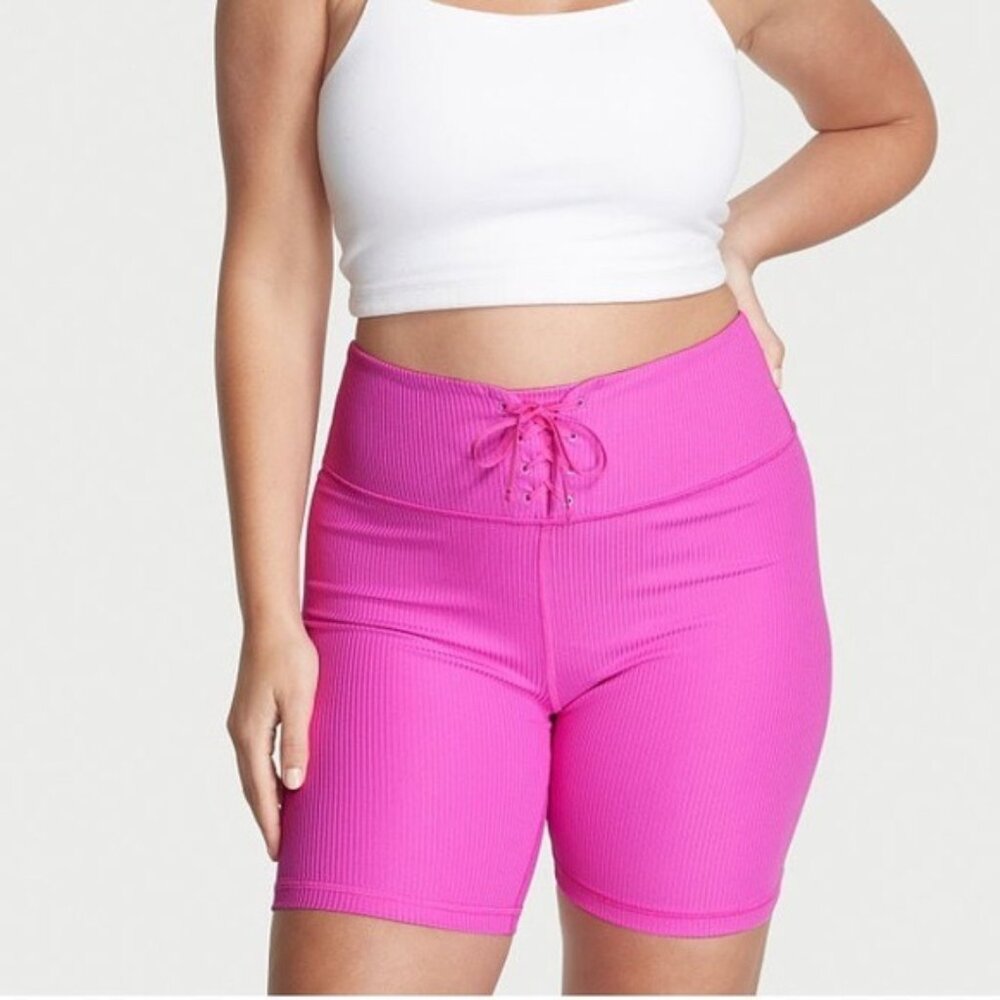 Victoria’s Secret Pink Essential High-Rise Lace-Up 7” Bike Shorts Size S NWT